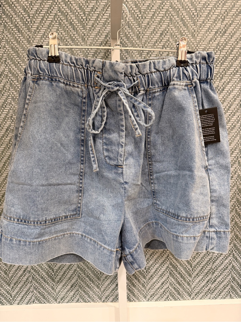 Paperbag Waist Denim Shorts with Drawstring